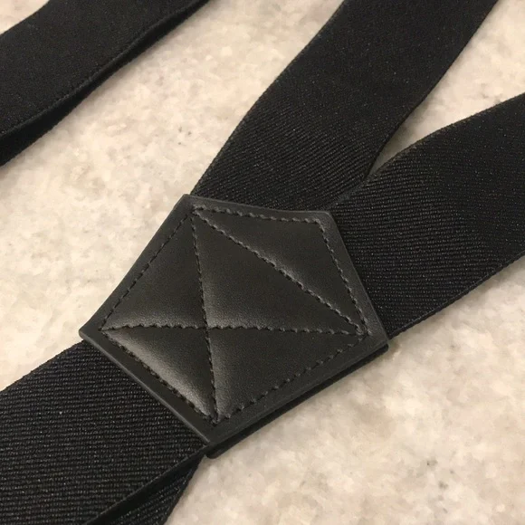 Suspenders Mens Black Adjustable Clip On Wide Stretch Eclectic Grandpa Preppy - Picture 3 of 4